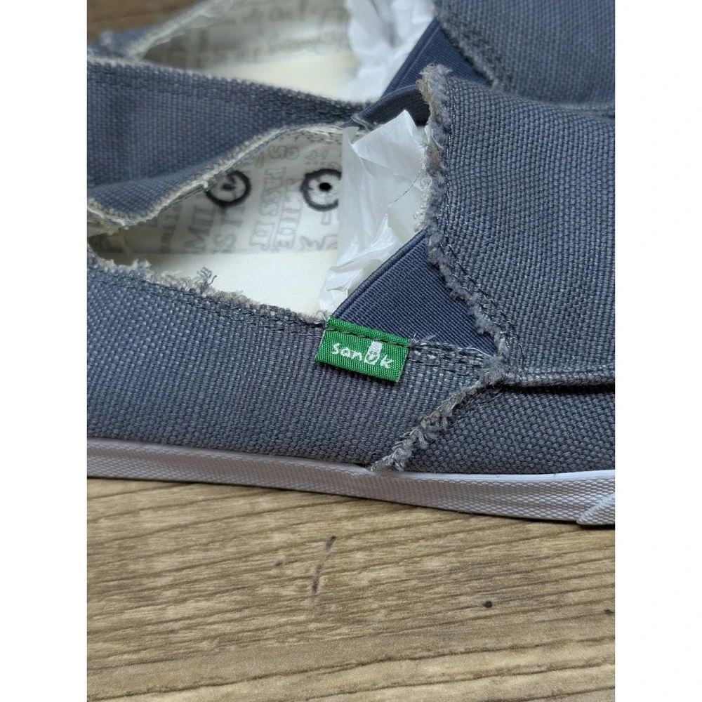 Sanuk Slip On Canvas Shoes‎ Women's Size 10 Gray Casual Skate Surf Style